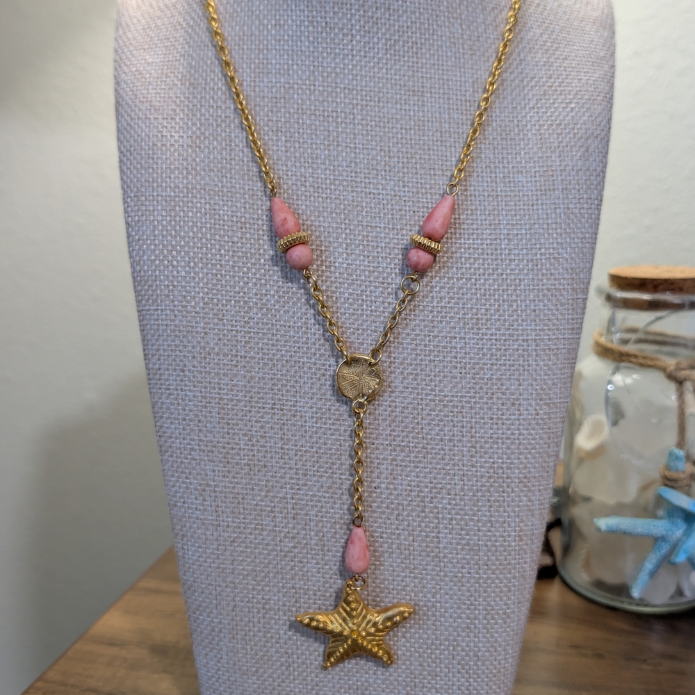 Park Lane Gold Necklace with Pink Starfish Pendant